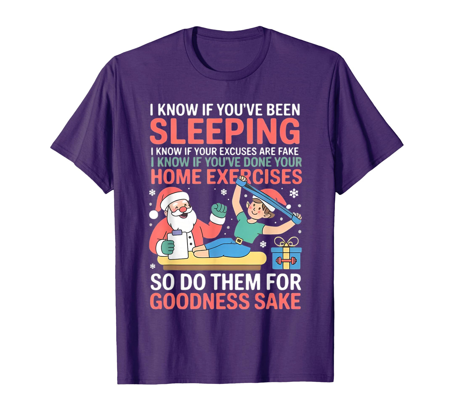 Funny Santa Physical Therapist PT Christmas Home Exercise T-Shirt