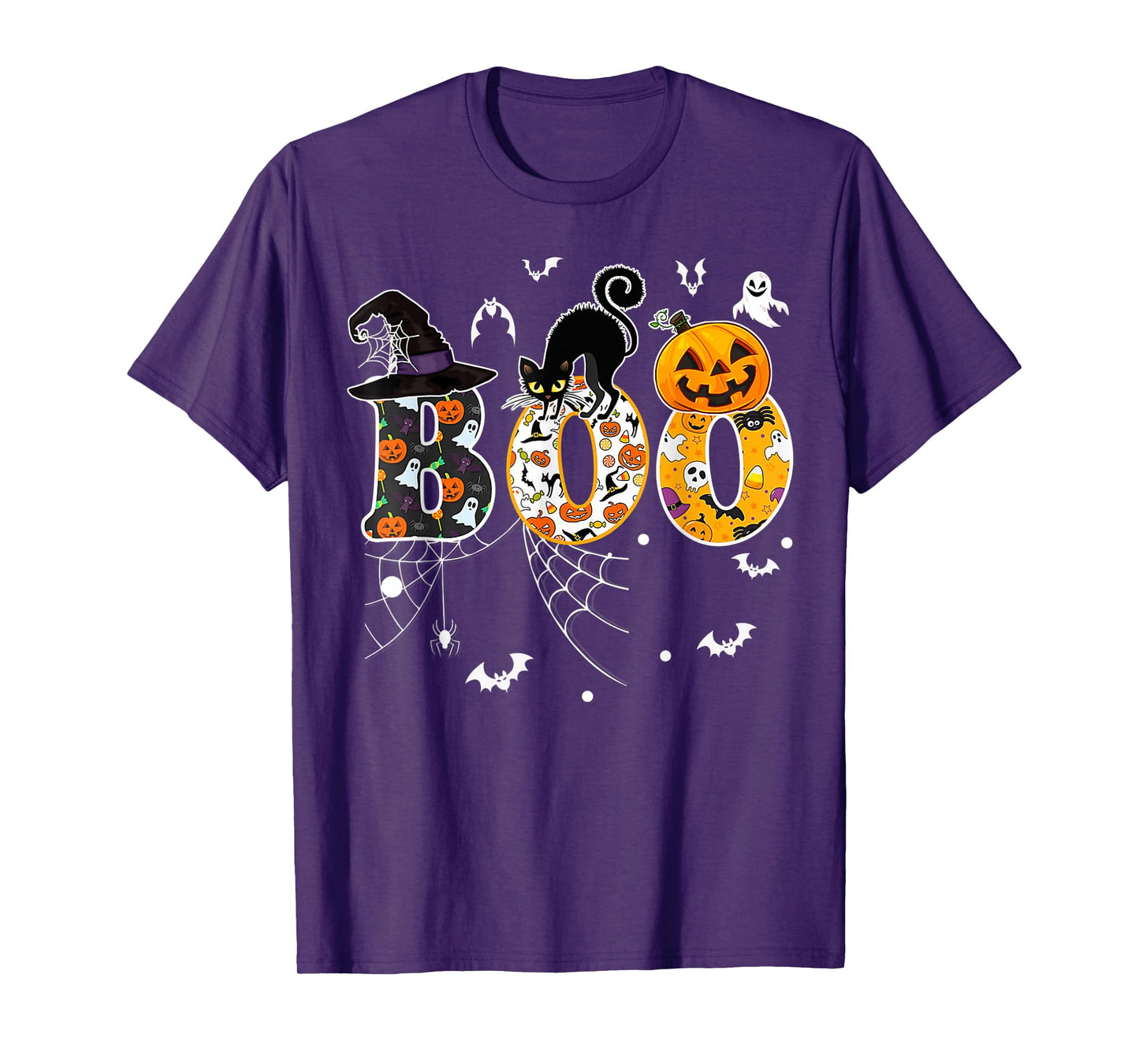 Boo with Spiders and Witch Hat Halloween Costume T-Shirt