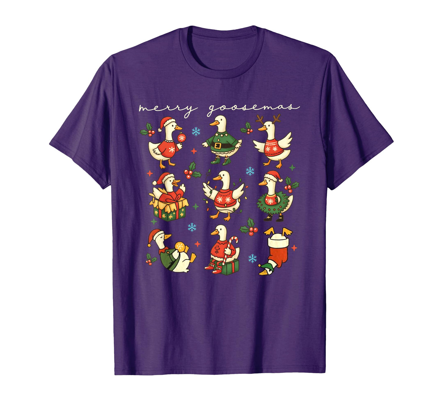 Funny Retro Merry Goosemas Christmas Silly Goose Xmas Lights T-Shirt