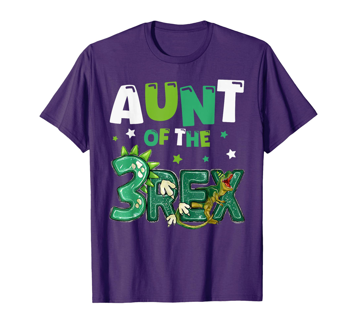 Aunt of the Three Rex Birthday Dinosaur Family Matching T-Shirt