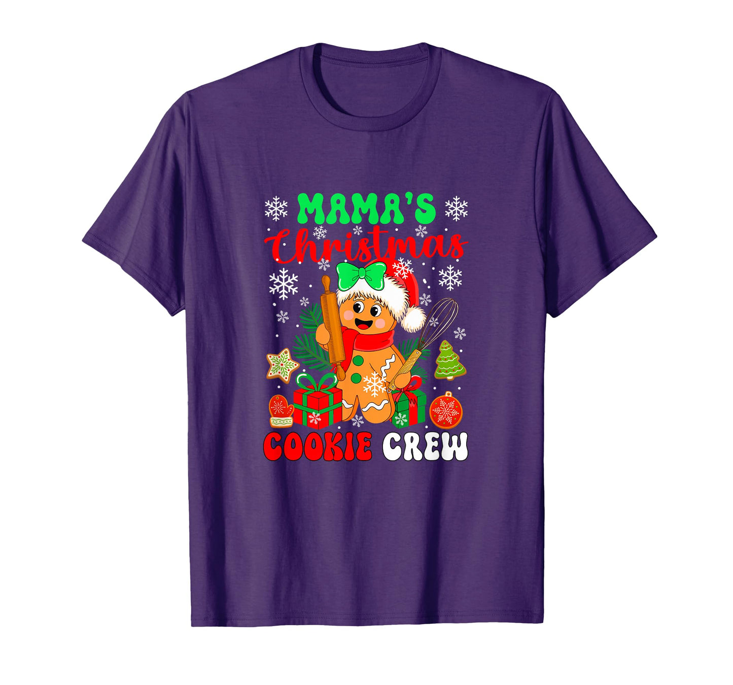 Mama's Christmas Cookie Crew Santa Gingerbread Baker Family T-Shirt