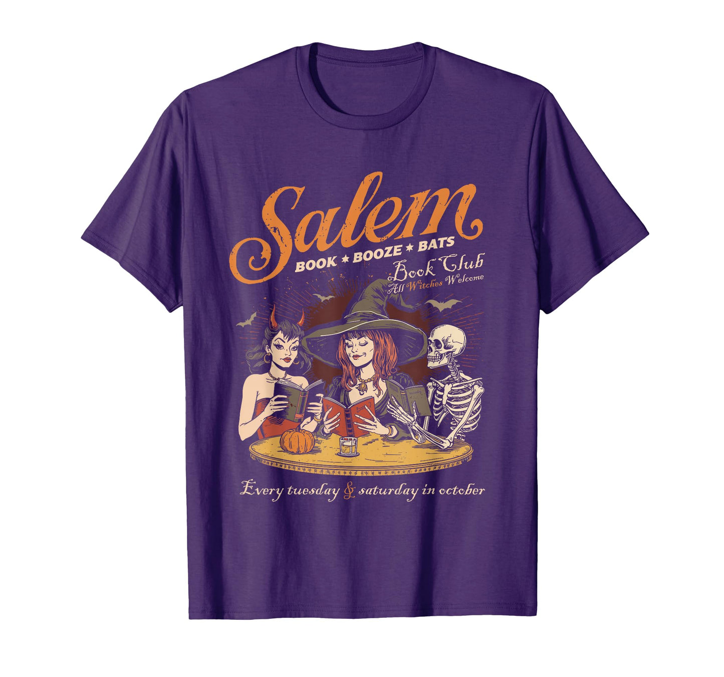Salem Witch Book Club All Witches Welcome Spooky Halloween T-Shirt