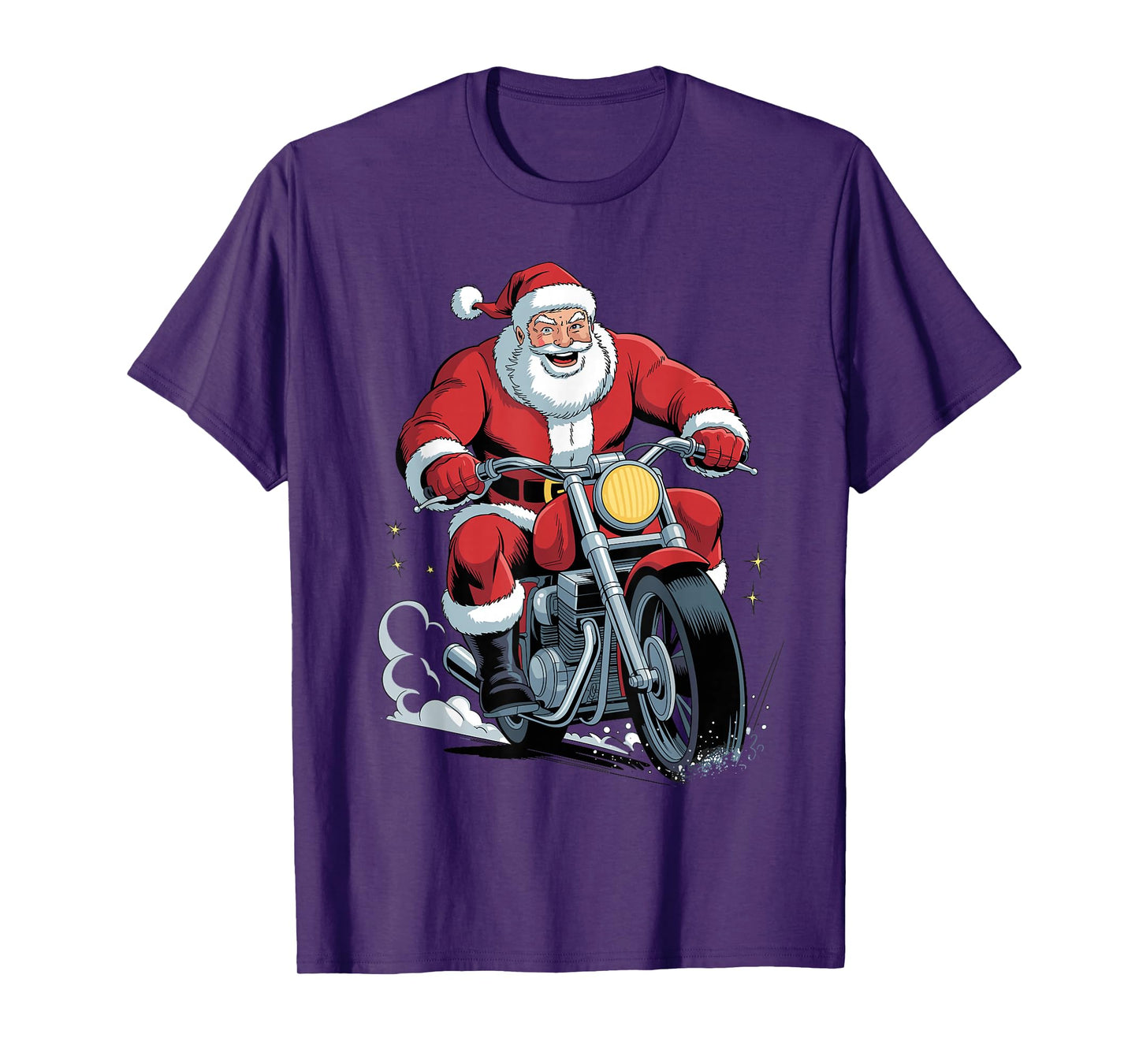 Funny Santa Riding Motorcycle Holiday Christmas Xmas Pajama T-Shirt