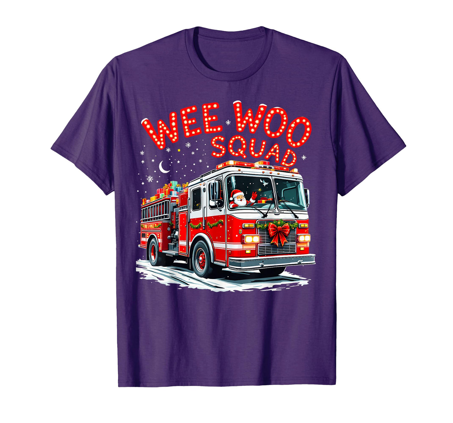 Wee Woo Squad Santa Firefighter Fire Truck Fireman Christmas T-Shirt