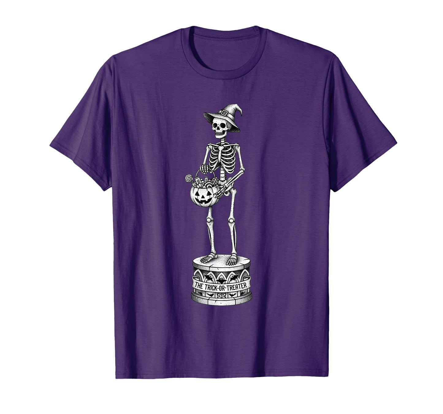Skeleton Trick or Treater Halloween Witch Hat Pumpkin Candy T-Shirt