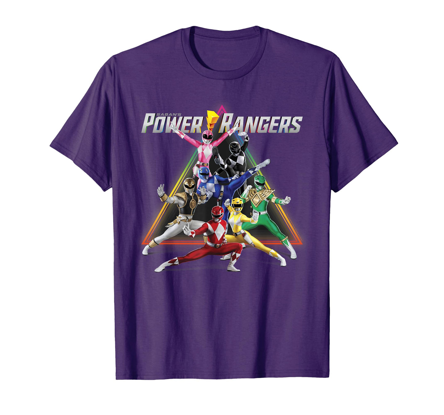 Power Rangers Rainbow Pyramid Retro Action Portrait T-Shirt