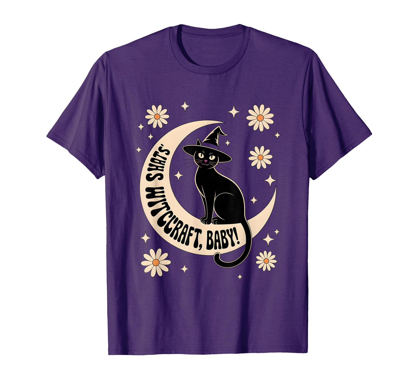 Witchcraft Baby Retro Cat Halloween T-Shirt