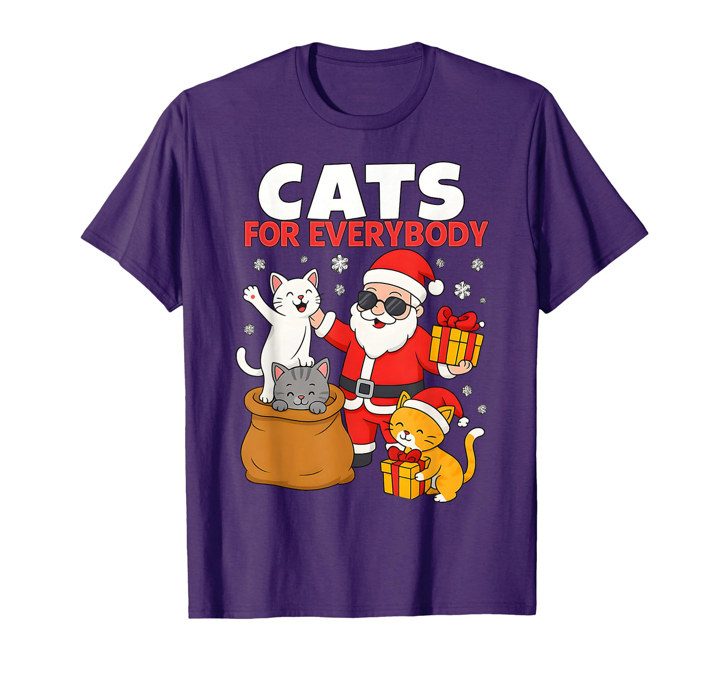 Cats for Everybody Funny Christmas Cat Xmas Santa T-Shirt