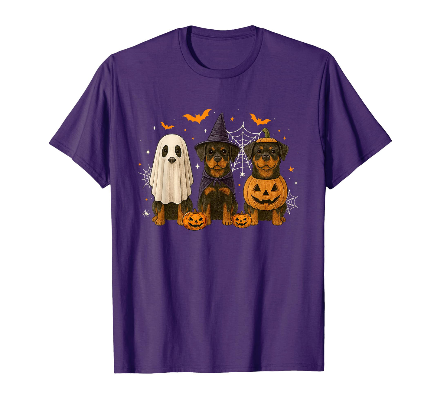 Funny Rottweiler Ghost Witch Pumpkin Halloween Costume T-Shirt