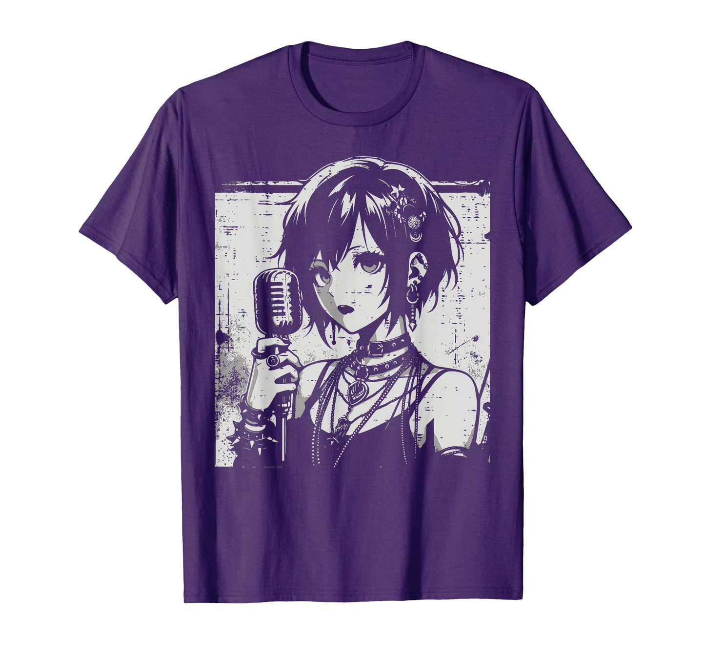 Anime Punk Girl Singing Japanese Manga Goth Women Men Kids T-Shirt