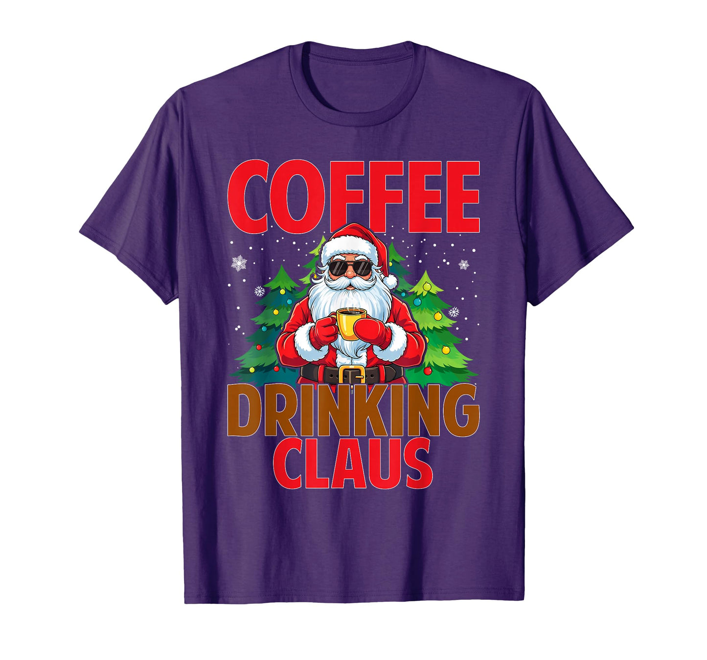 Coffee Drinking Santa Claus Christmas Matching Costume T-Shirt