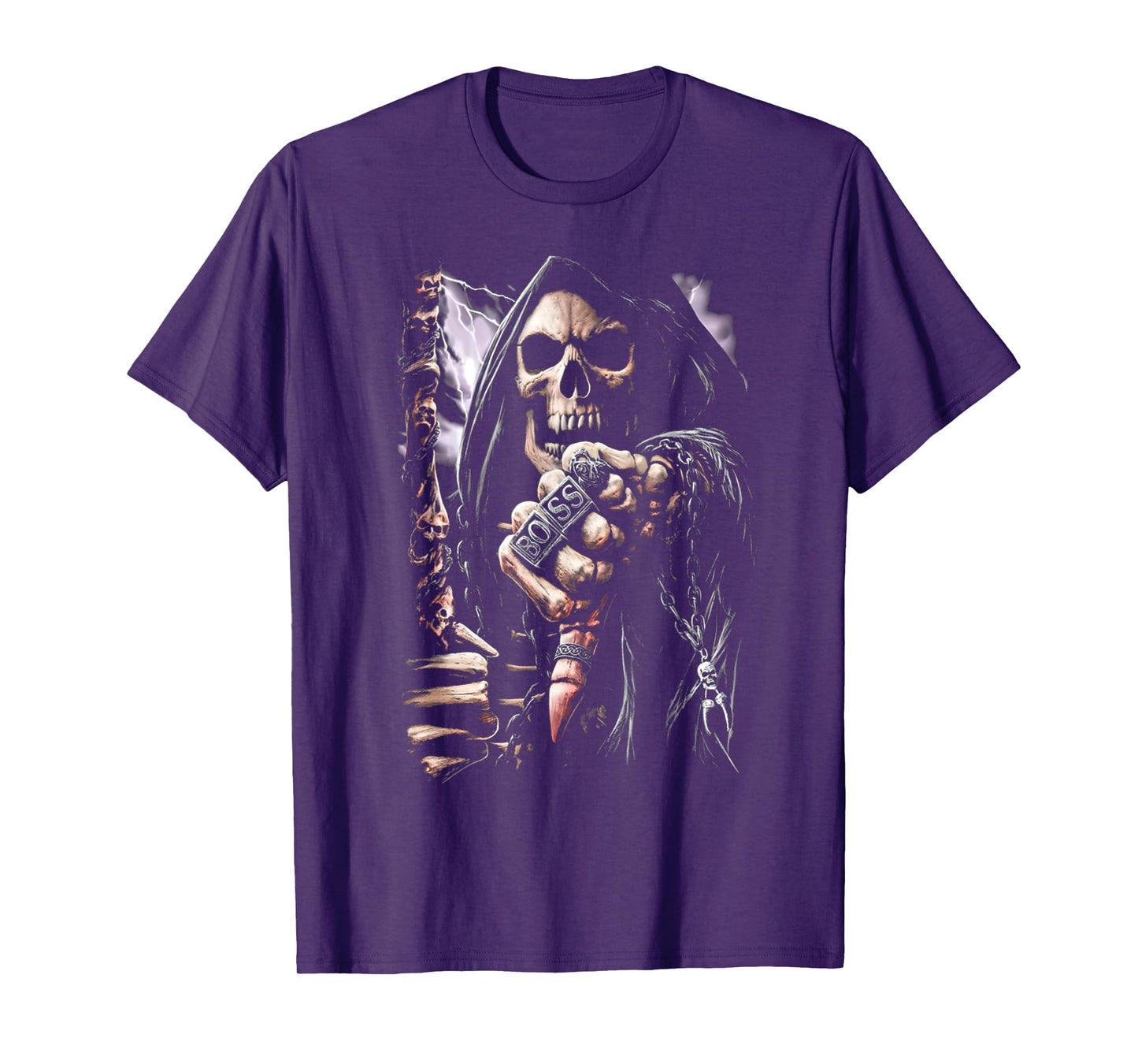 Scary Grim Reaper Boss Ring Death Skeleton Skull Halloween T-Shirt