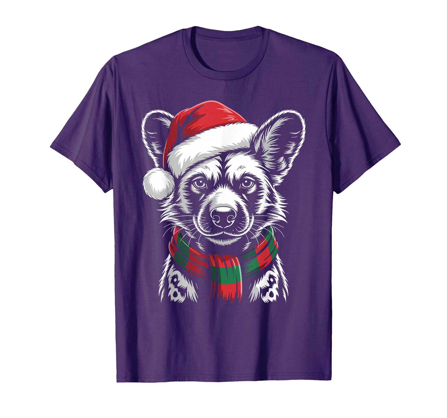African Wild Dog Xmas Santa Hat Scarf Christmas Costume T-Shirt