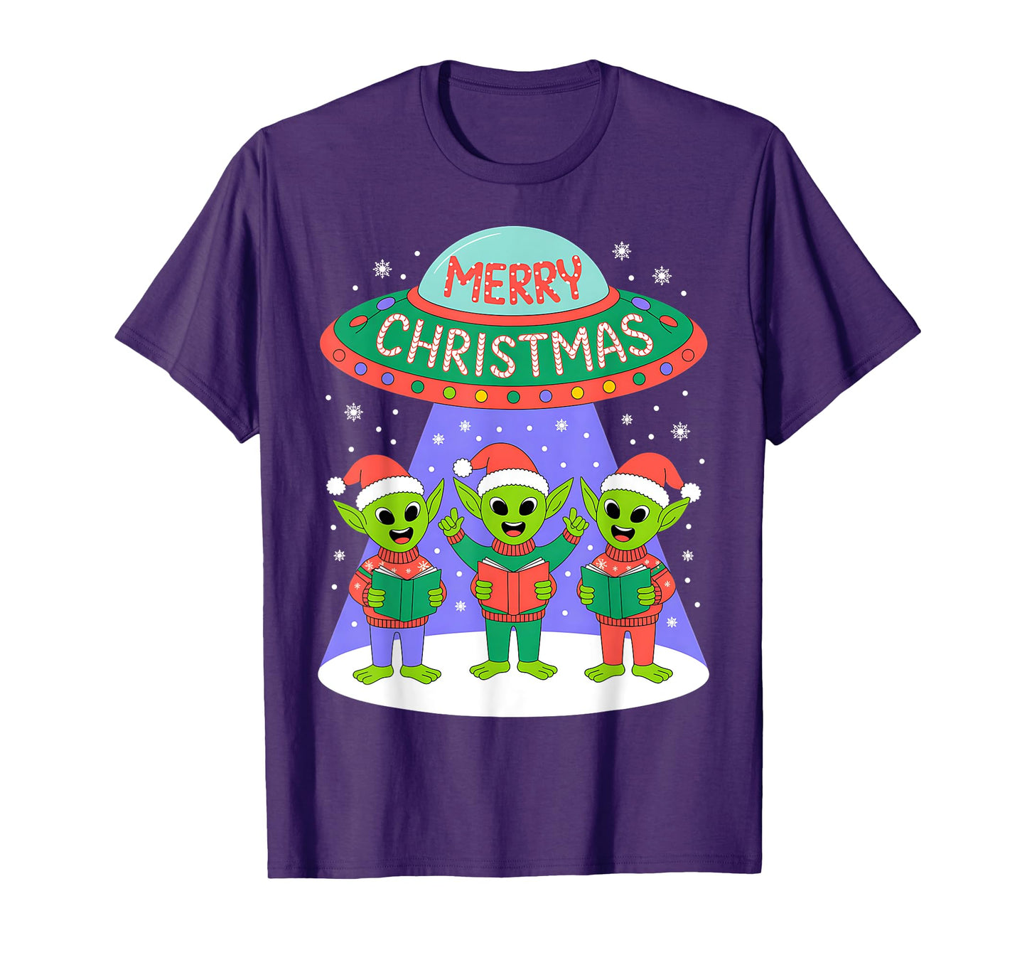 Funny Alien Trio Merry Ugly Christmas Santa Hat Gifts Xmas T-Shirt