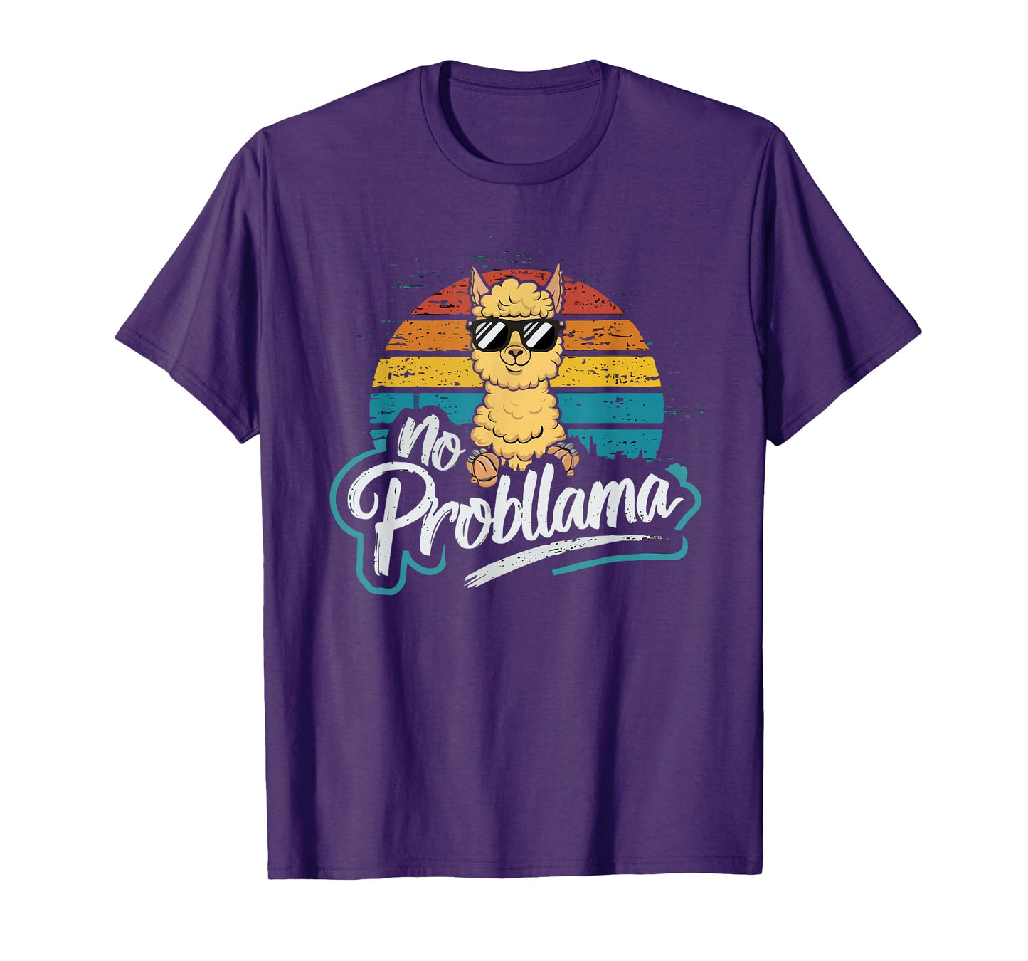 Funny Llama With Sunglasses No Probllama Cute Llama Vintage T-Shirt