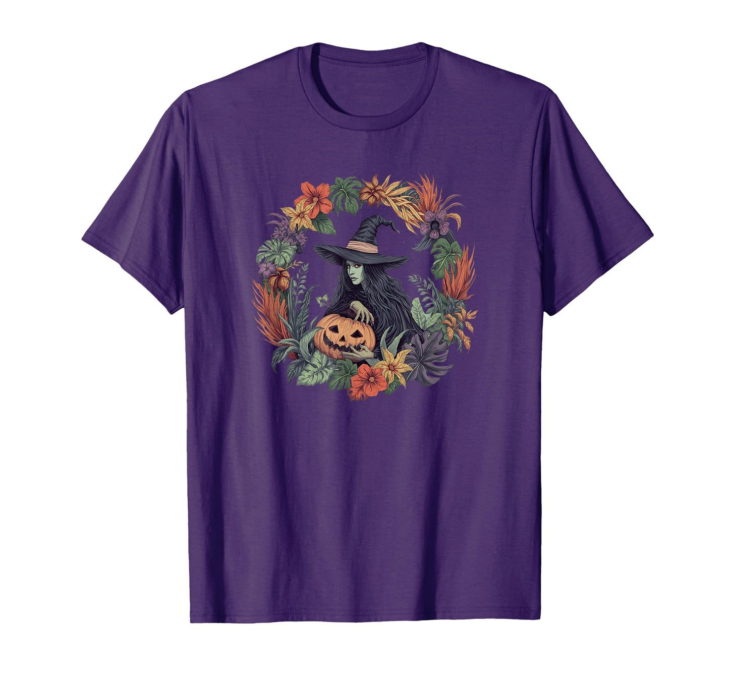 Fall Witch Halloween Pumpkin Boo Wreath Plants Graphics T-Shirt