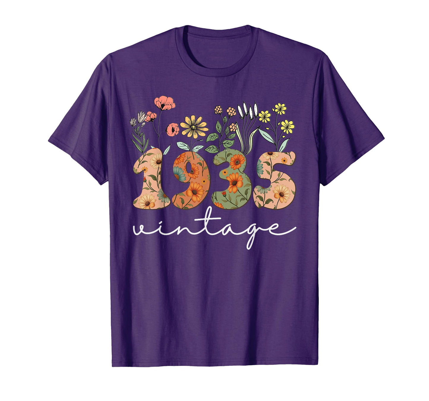90 Years Old Vintage 1935 90th Birthday Tee Wildflower Women T-Shirt