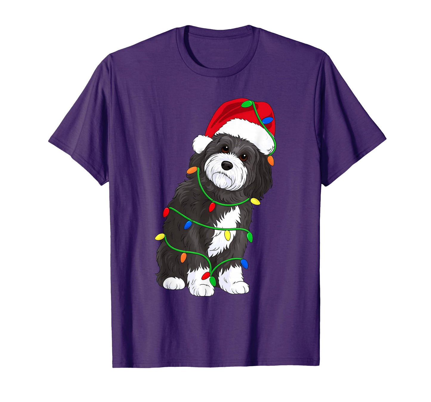 Havanese Dog Christmas Tree Lights Holiday Dog Lover T-Shirt