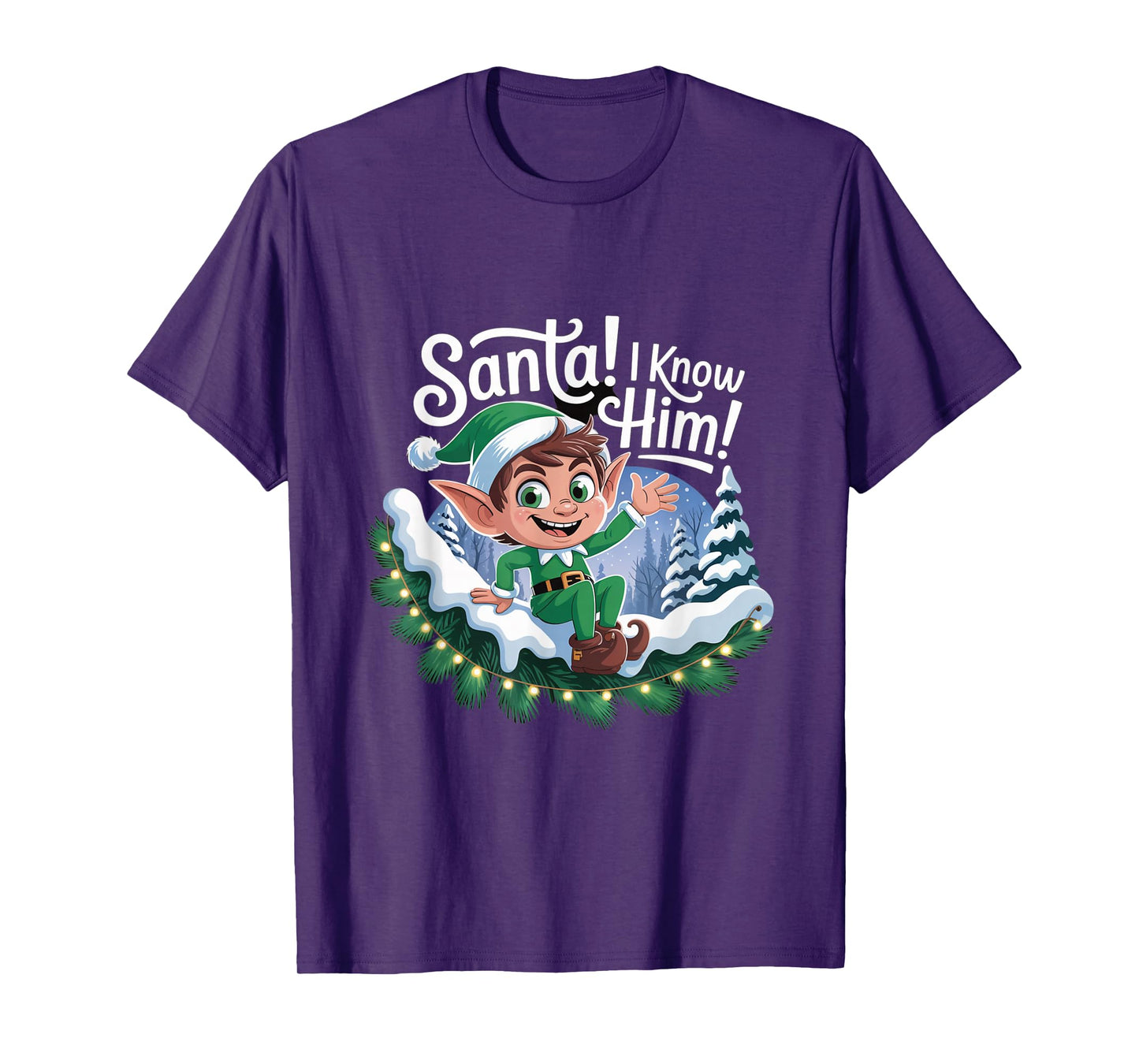 Santa I Know Him Funny Christmas Elf Holiday Outfit T-Shirt