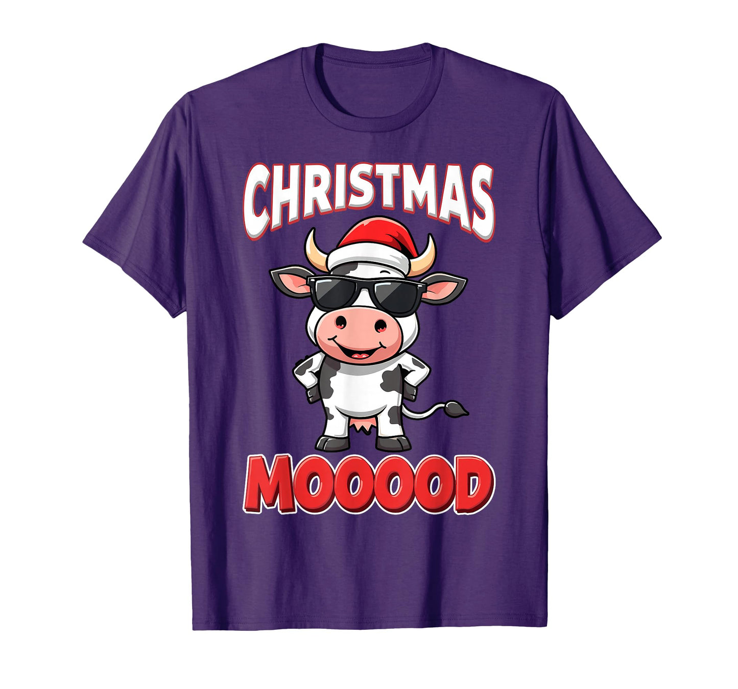 Christmas Moooood Farm Animals Cow Lover Christmas Santa Hat T-Shirt