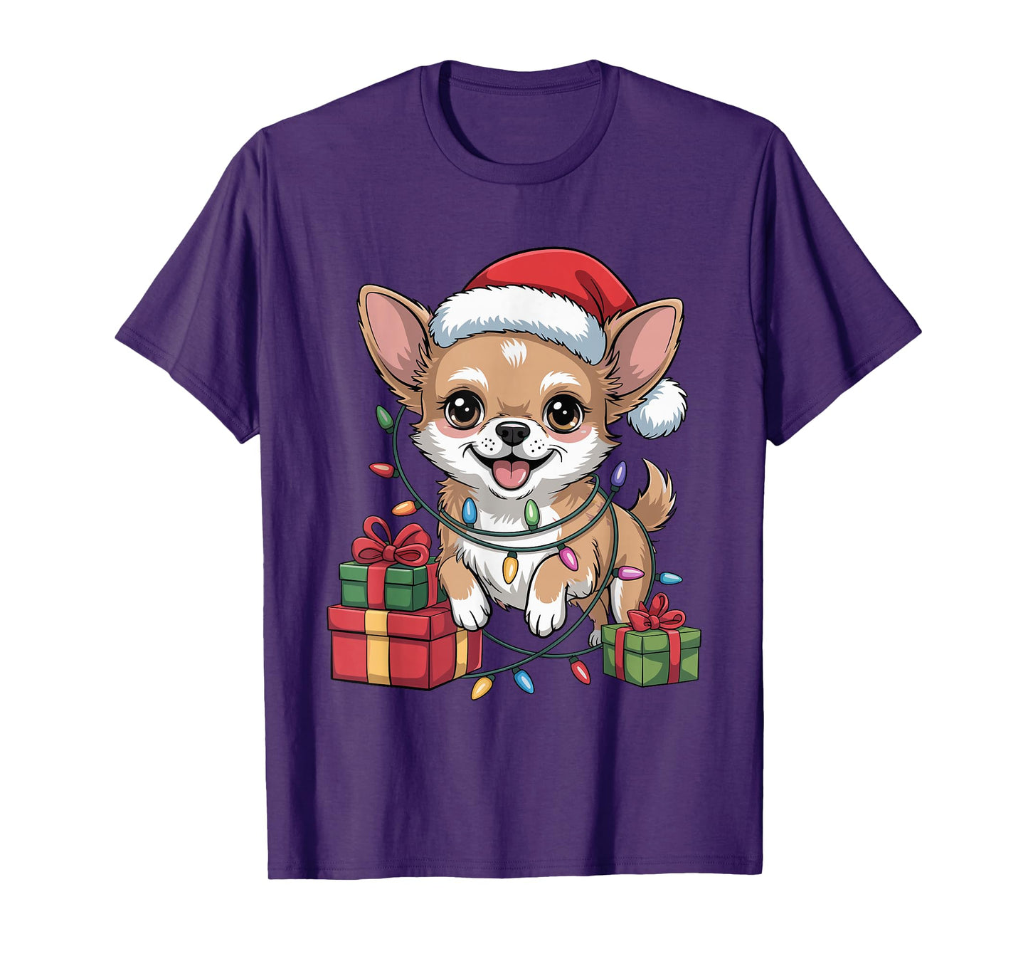 Cute Chihuahua Santa Hat Christmas Xmas Dog Lovers Holiday T-Shirt
