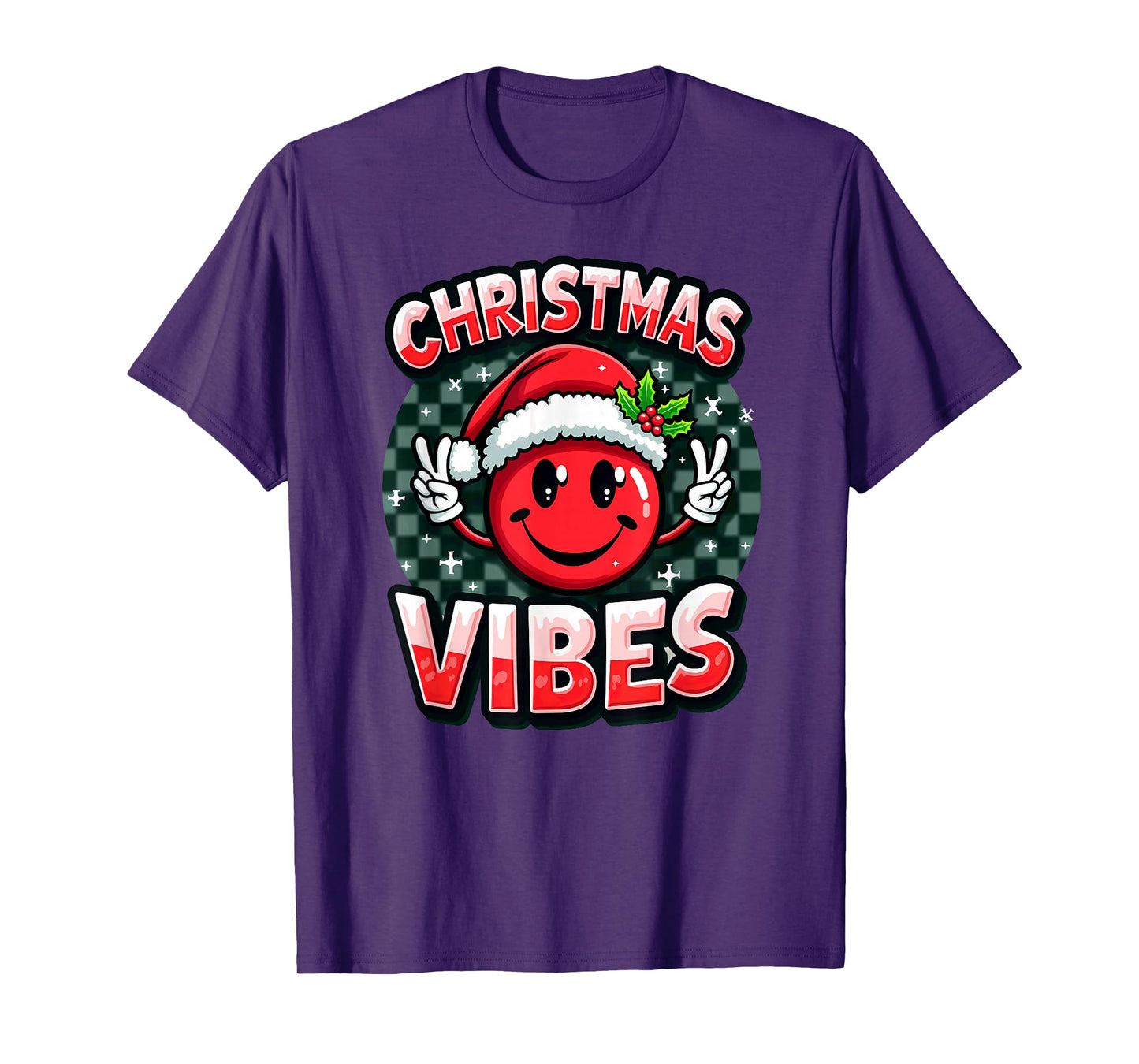 Santa Hat Smile Emoticon Christmas Vibes T-Shirt