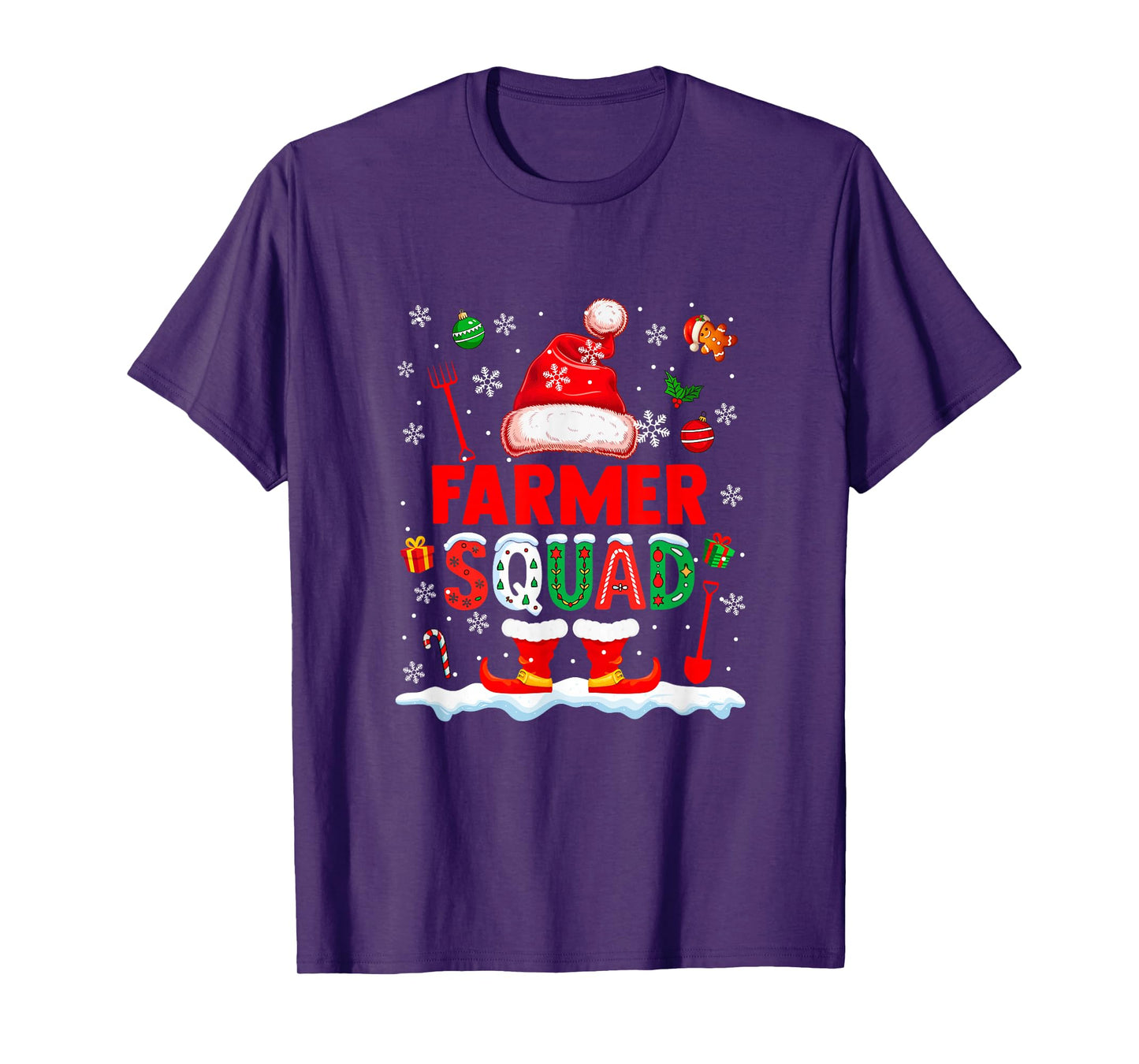 Farmer Squad Men Job Christmas Santa Costume Bow Tie T-Shirt