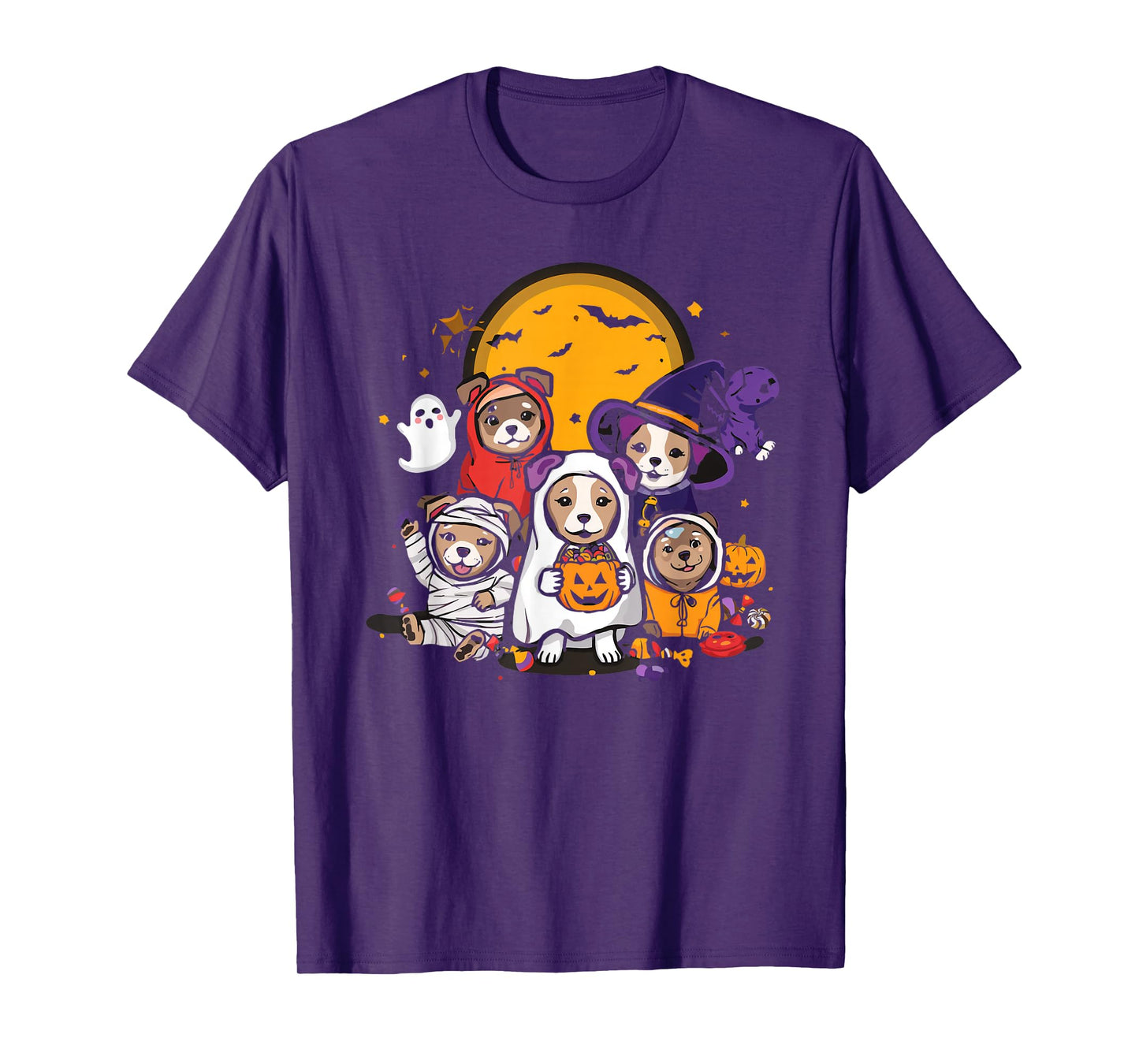 Cute Mummy Witch Ghost Halloween Dog Costume Men Women Kids T-Shirt