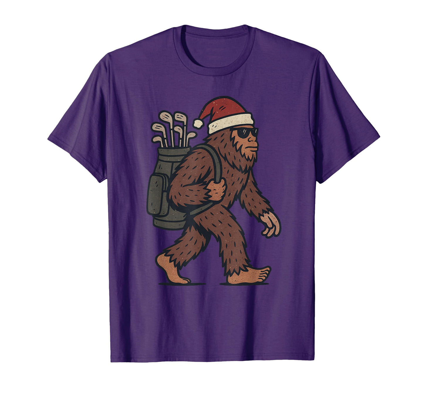 Sasquatch Playing Golf Christmas Vintage Funny Xmas T-Shirt