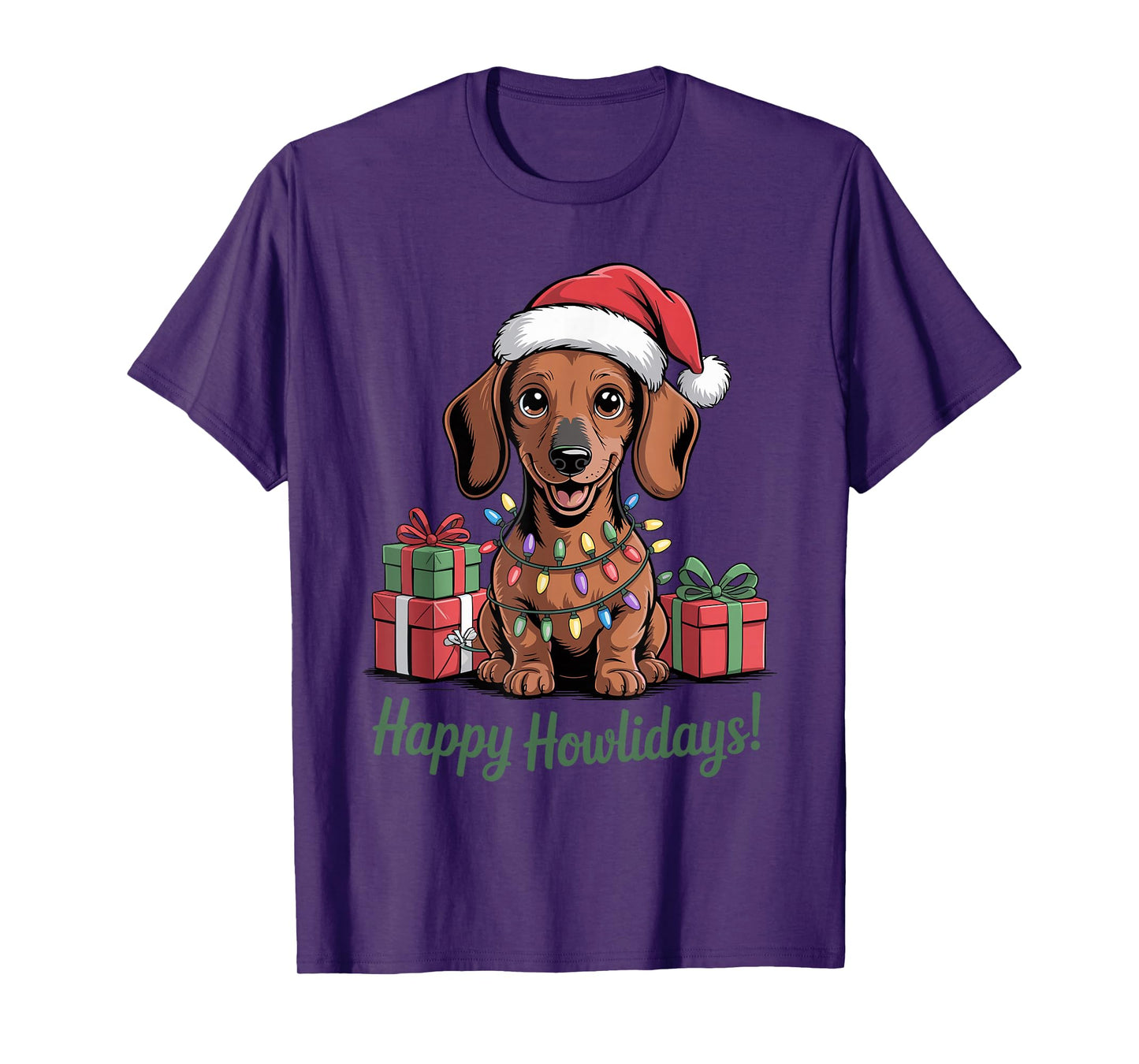 Cute Dachshund Santa Hat Christmas Xmas Dog Lovers Holiday T-Shirt