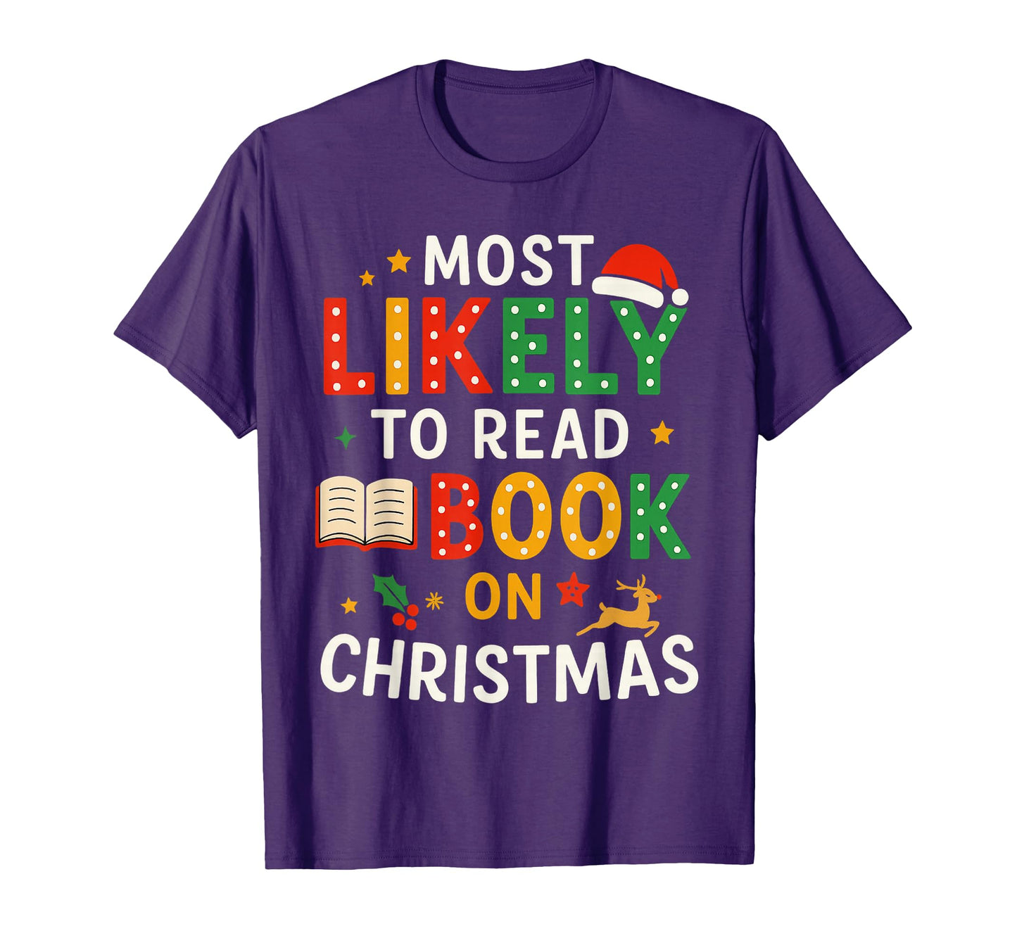 Most Likely to Read A Book On Christmas Ornament Matching T-Shirt