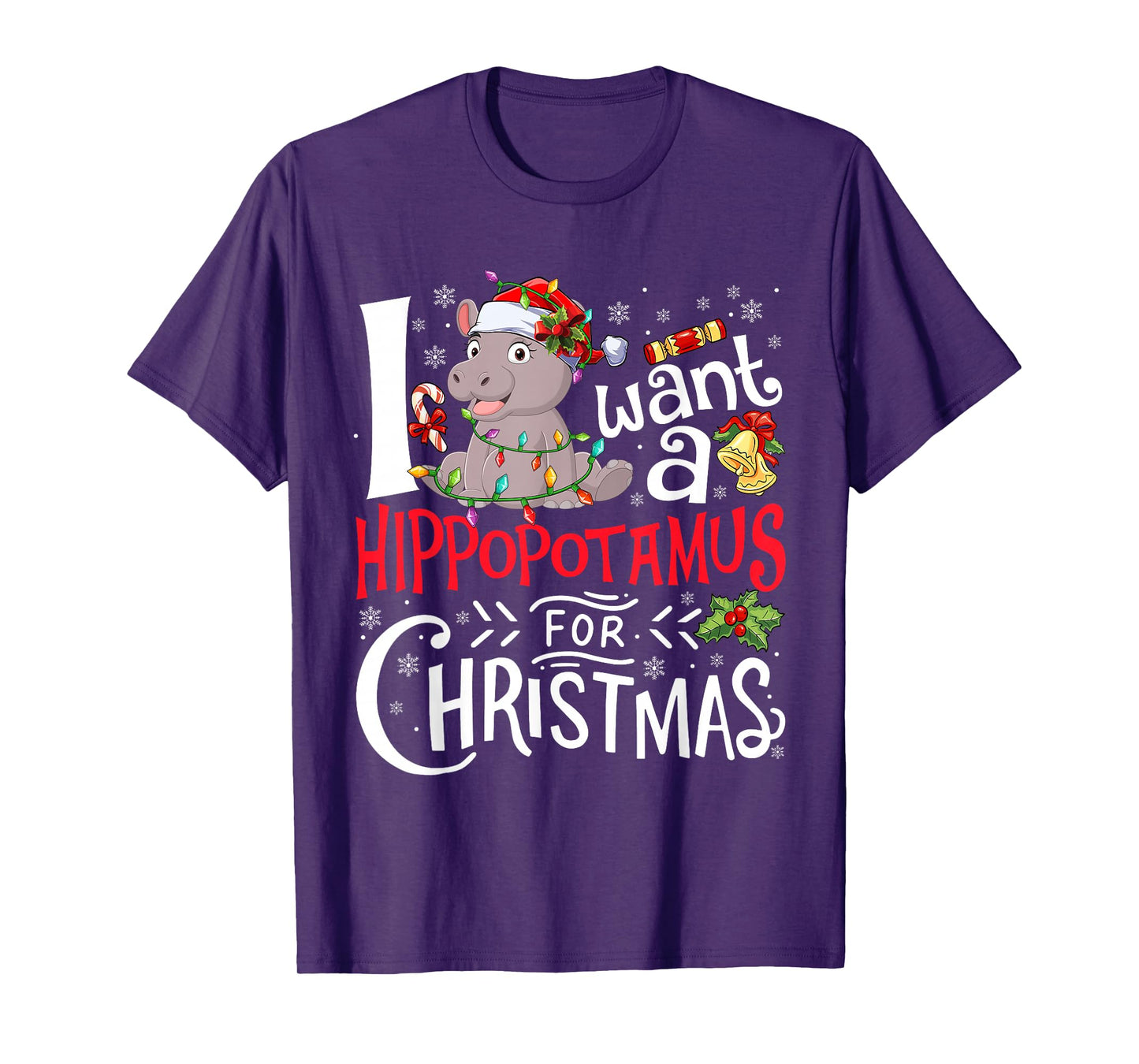 I Want A Hippopotamus for Christmas Xmas Hippo for Kid Women T-Shirt
