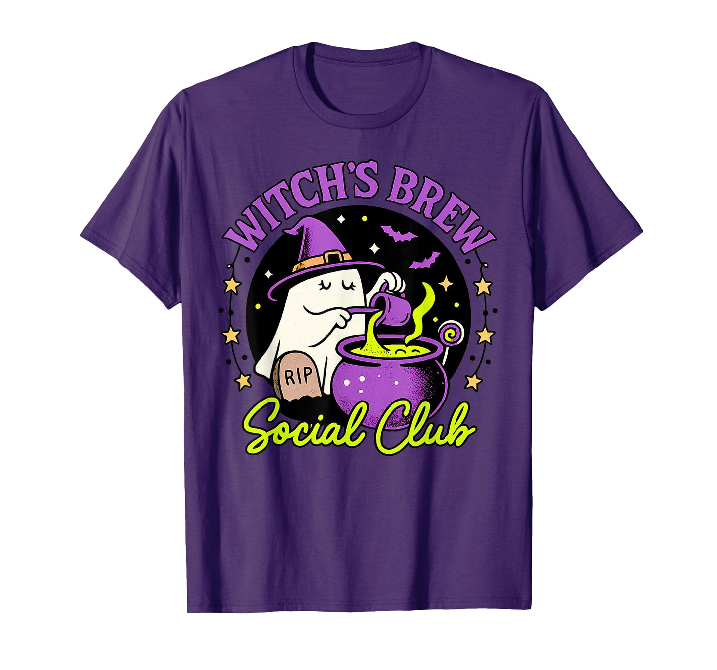 Witch’s Brew Halloween Ghost Cauldron Funny Social Club T-Shirt