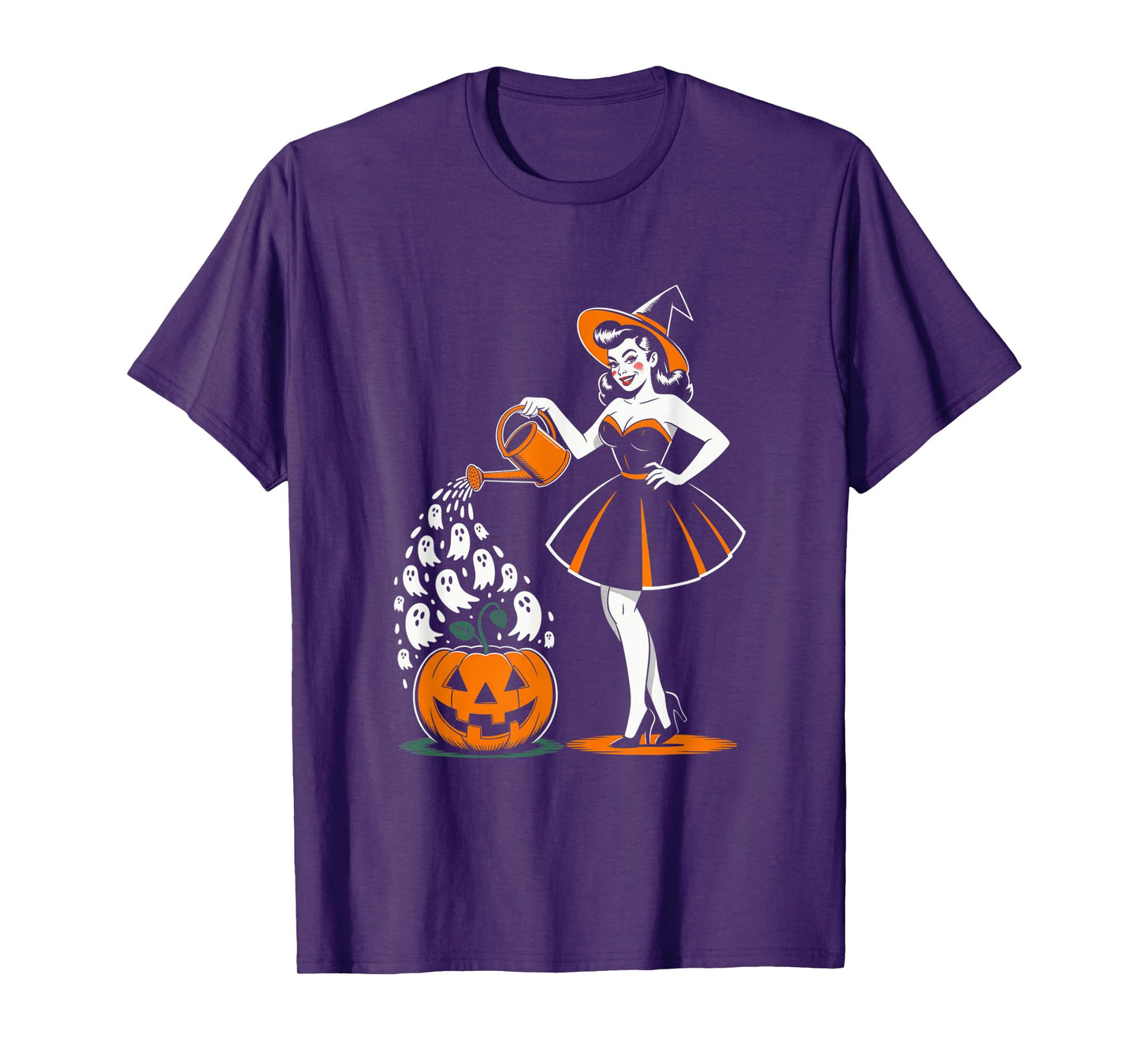 Retro Halloween Pinup Witch 1950s Style Spooky Pin-Up Girl T-Shirt