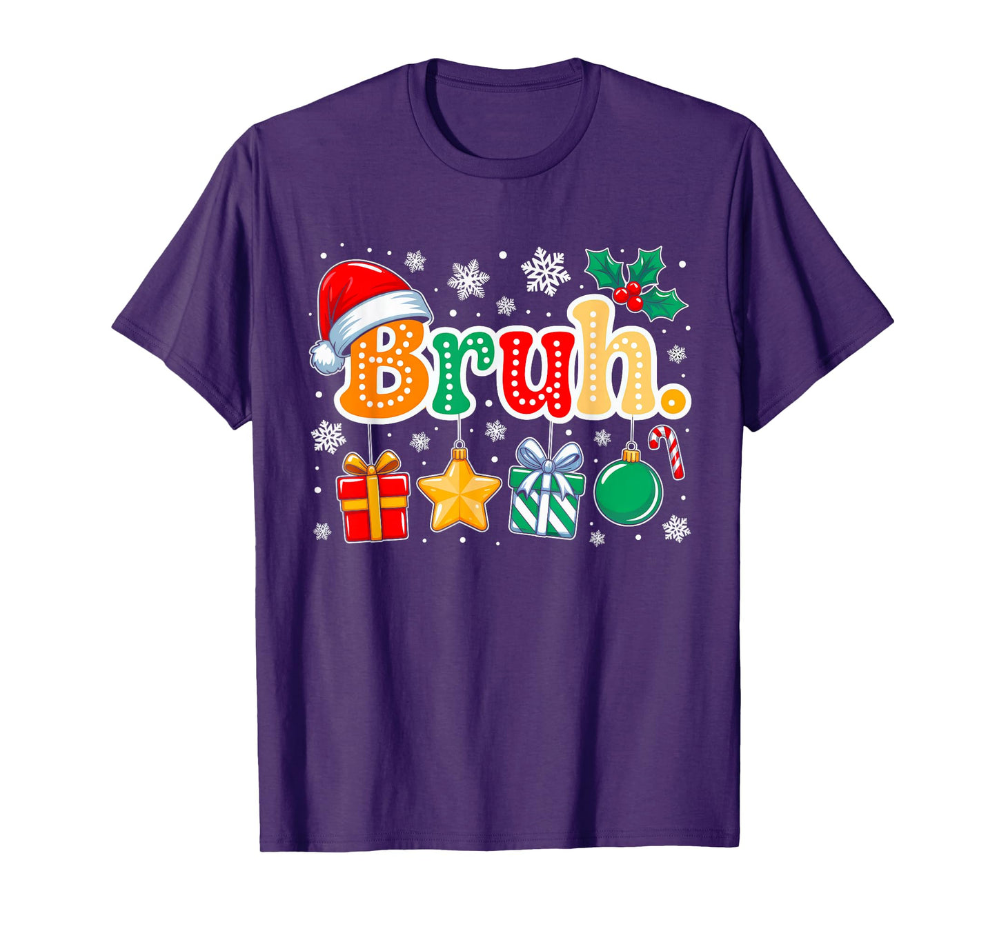 Bruh Funny Christmas Groovy Teens Boys Kids Xmas Pajamas T-Shirt