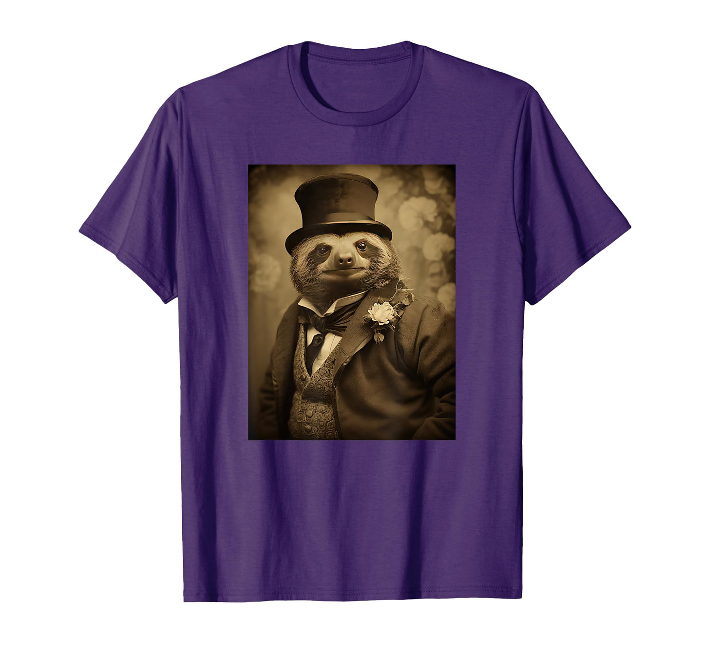 Funny Sloth Photo Victorian Animal Portrait Vintage Sloth T-Shirt