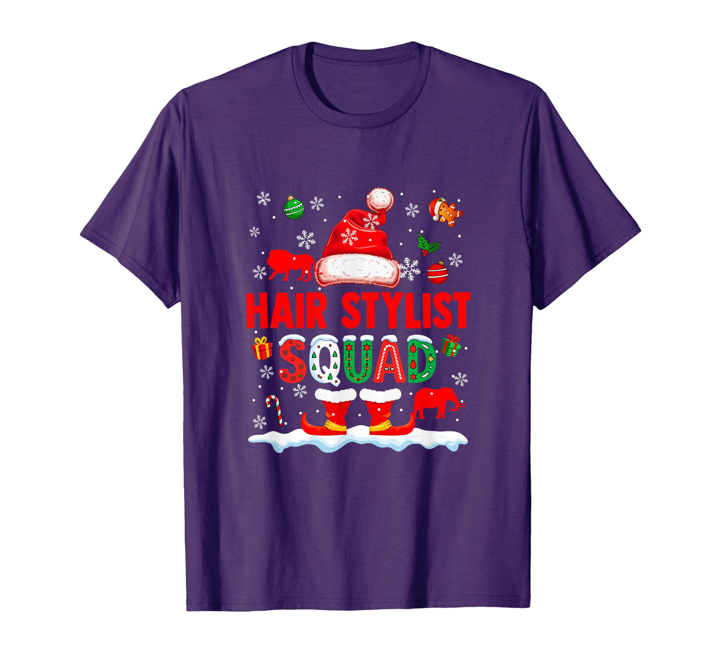 Hair Stylist Squad Men Job Christmas Santa Costume Bow Tie T-Shirt