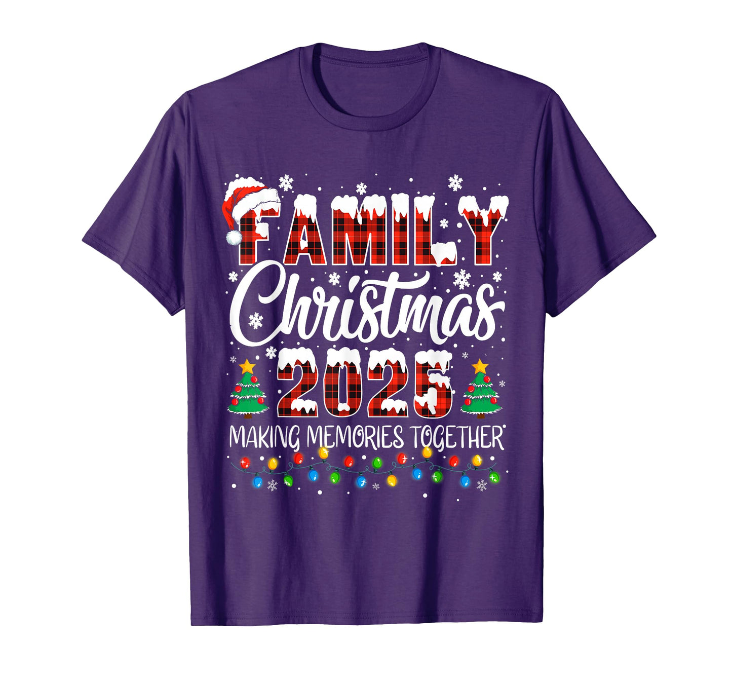 Family Christmas 2025 Matching Squad Santa Red Plaid Xmas T-Shirt
