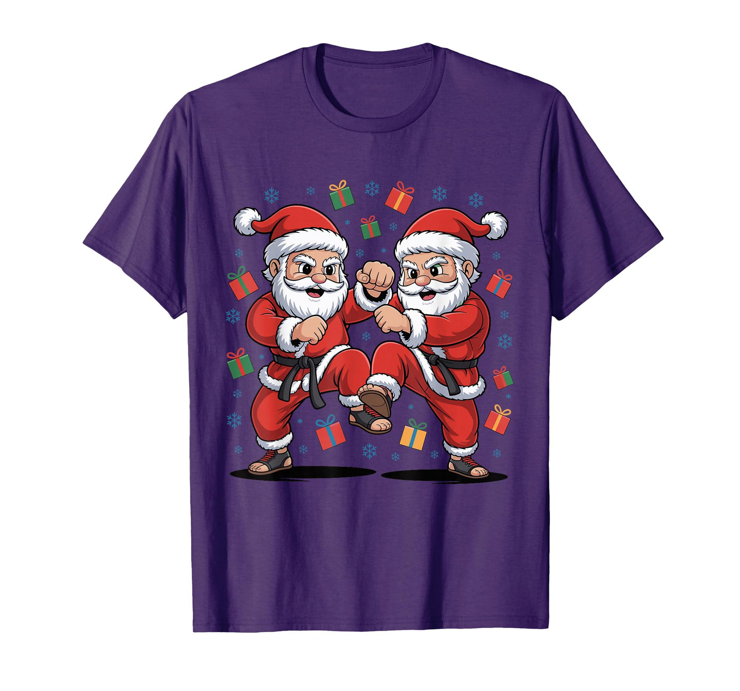 Funny Santa Playing Karate Martial Art Christmas Xmas Pajama T-Shirt