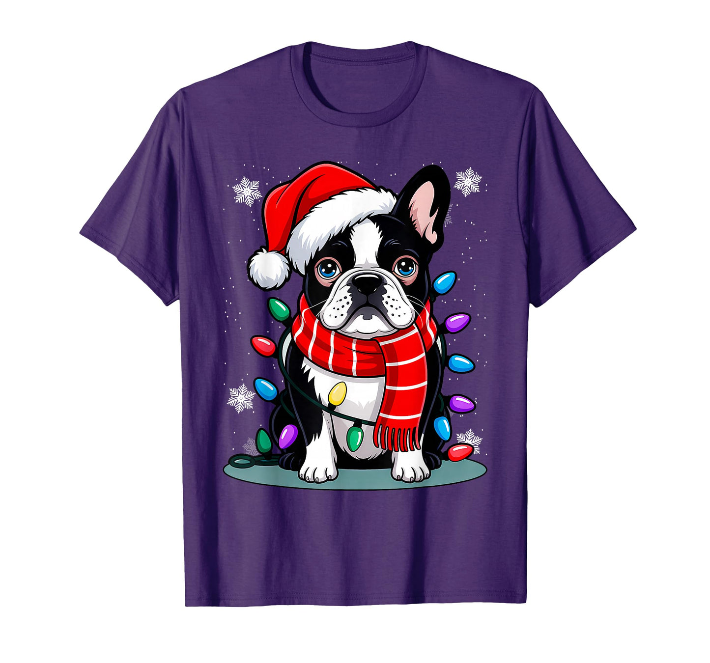 Christmas Santa Dog, Boston Terrier, Dog Lovers, Xmas T-Shirt