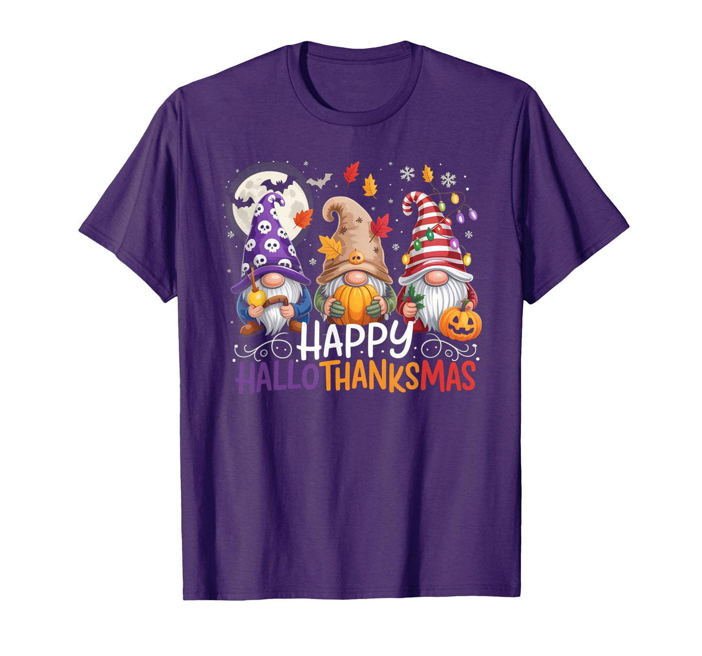 HalloThanksMas Gnomes Halloween Thanksgiving T-Shirt