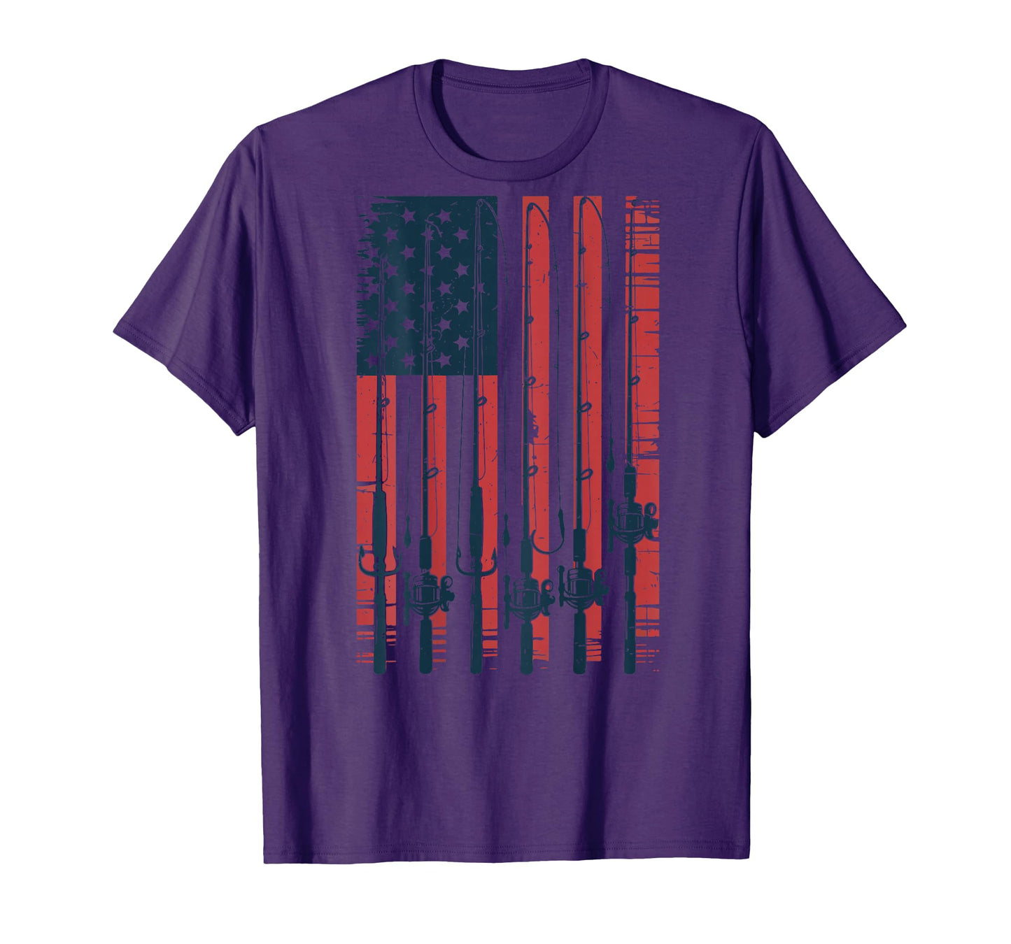 American Flag Fishing Pole Patriotic Fishing Gift Funny Dad T-Shirt