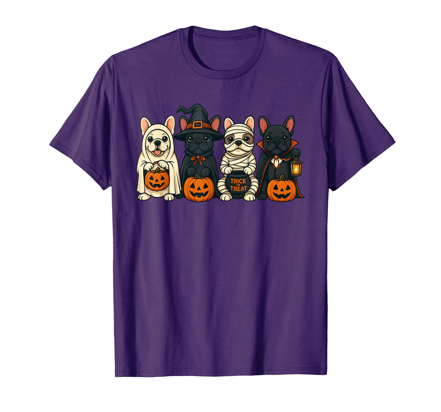 French Bulldog Ghost Witch Pumpkins Halloween Dog Costume T-Shirt