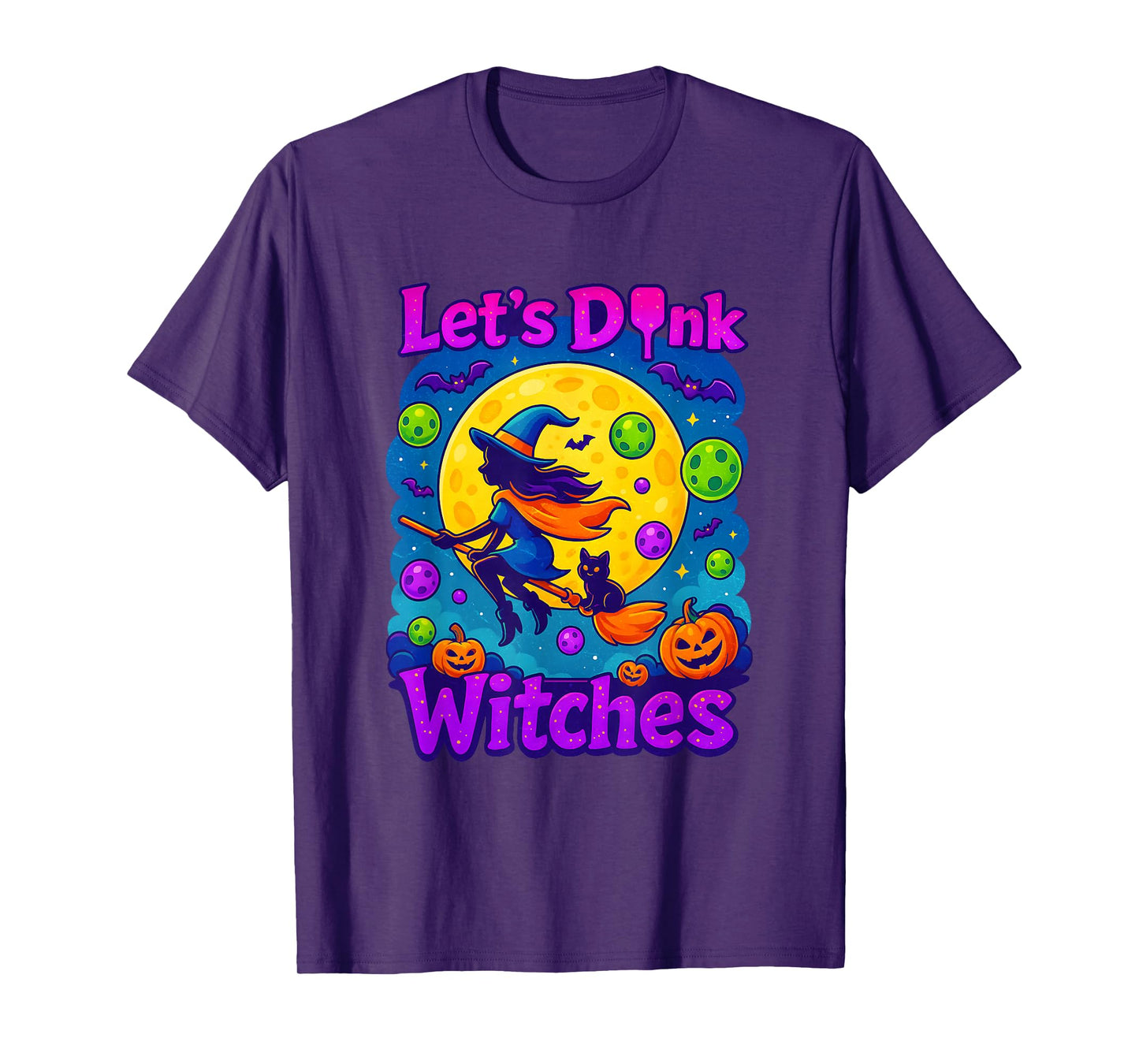 Pickleball Halloween Dink Witch Sport Player Court Paddles T-Shirt