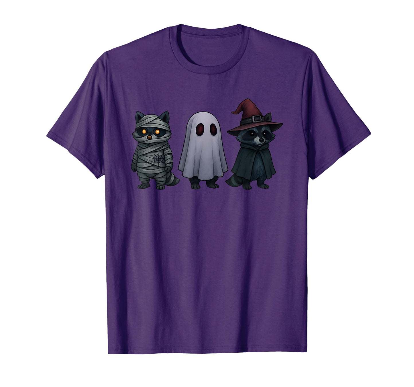 Spooky and Feral Funny Witch Ghost Raccoon Halloween Costume T-Shirt