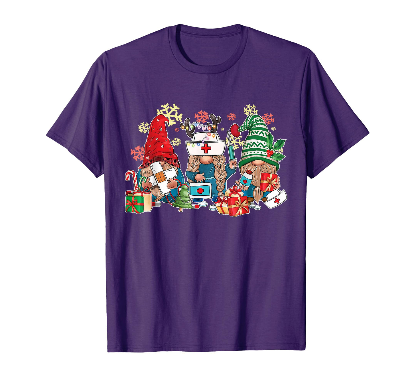 Gnome Christmas Nurse Men Women Xmas Santa T-Shirt