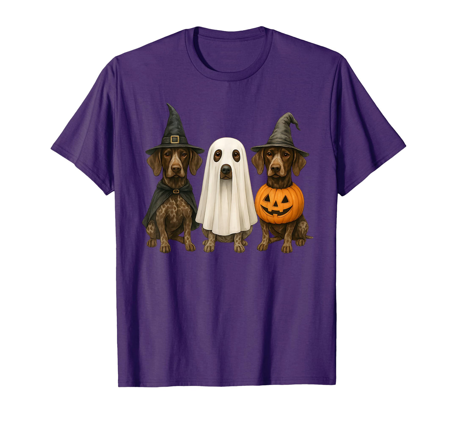 German Shorthaired Pointer Halloween Dog Witch Ghost Pumpkin T-Shirt