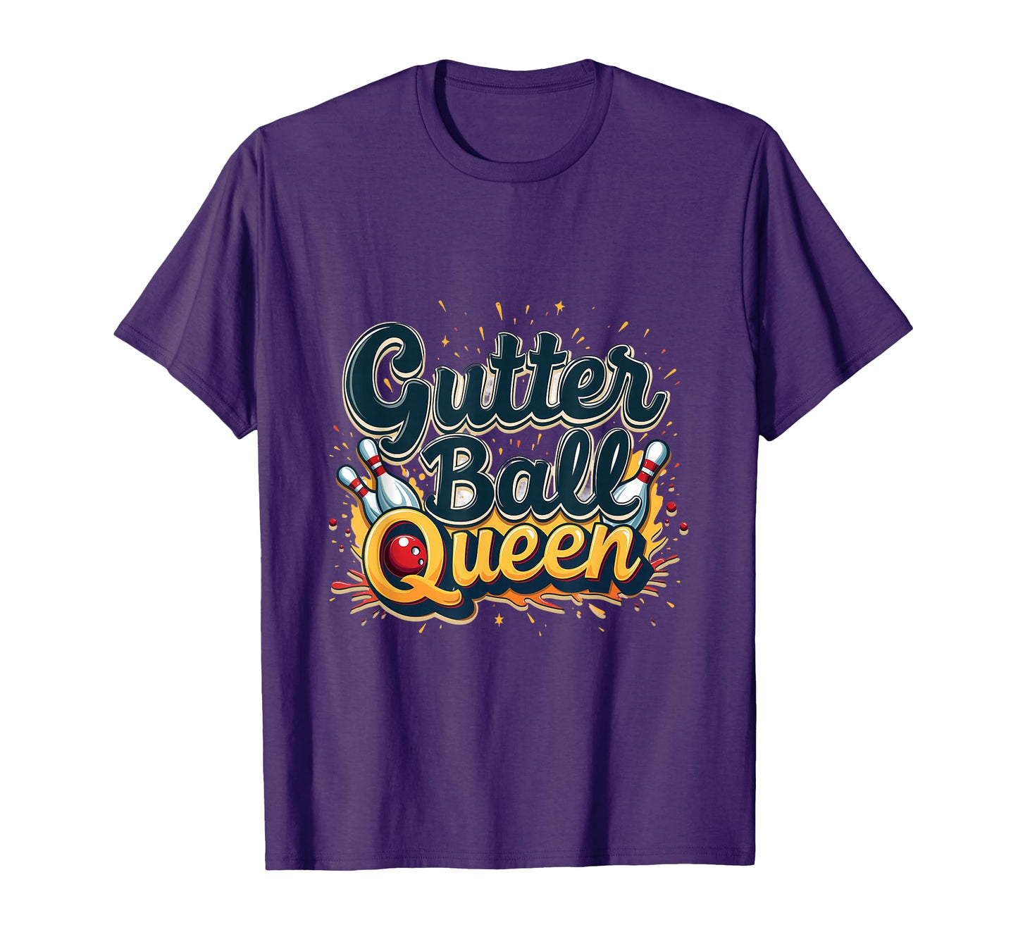 Gutter Ball Queen Funny Bowling Enthusiast T-Shirt