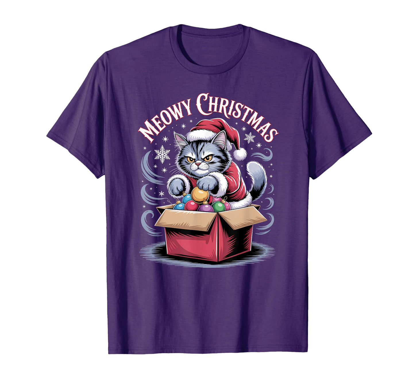 Meowy Christmas Funny Holiday Cat Pun T-Shirt