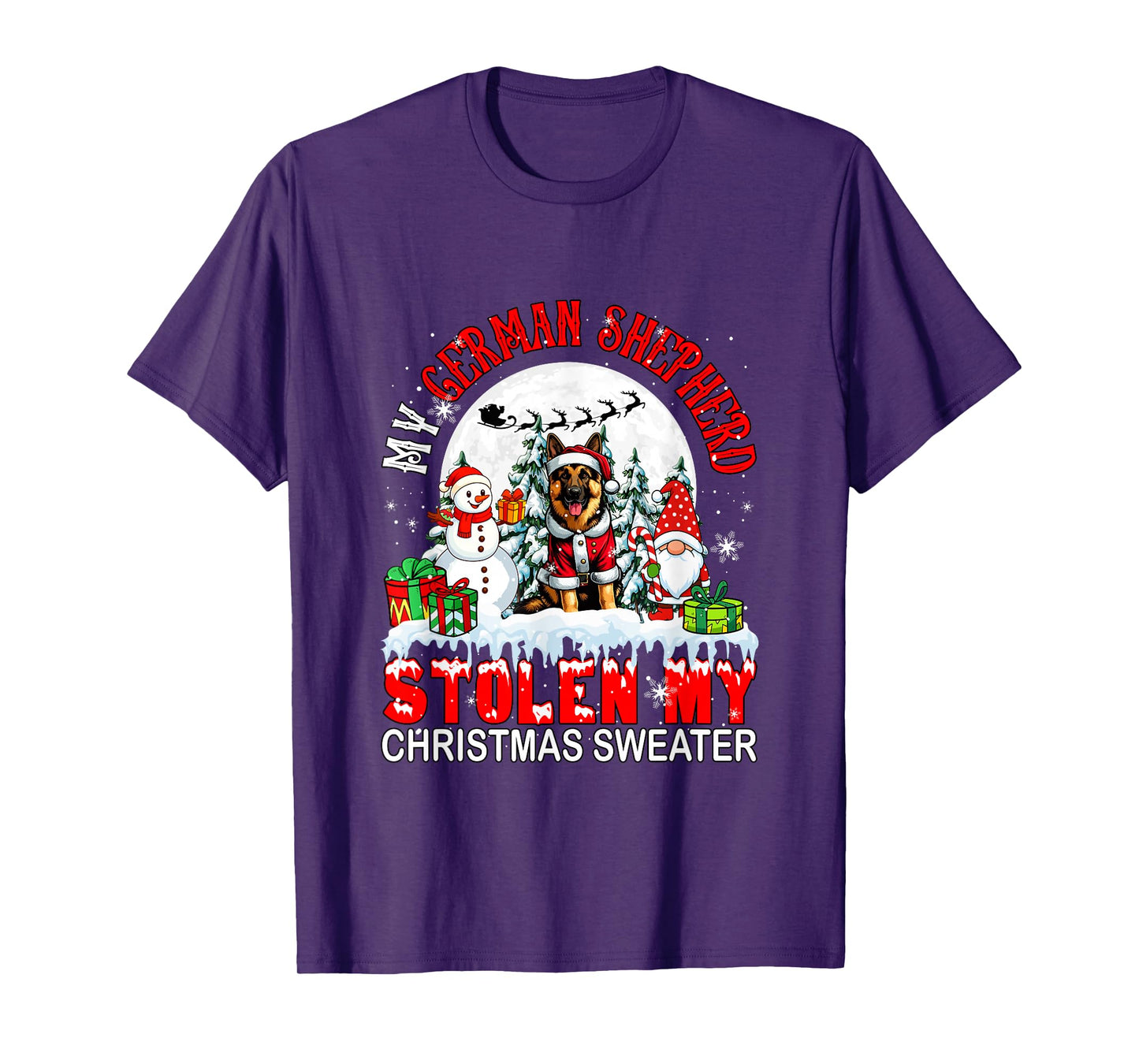My German Shepherd Stolen My Christmas Sweater Santa Dog T-Shirt
